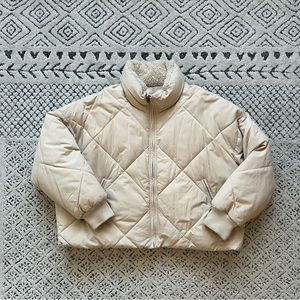 American Eagle Reversible Quilted/Fur Puffer Coat